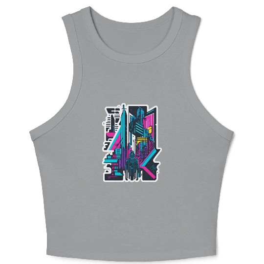 Cyberpunk Cityspace Crop Tank Top
