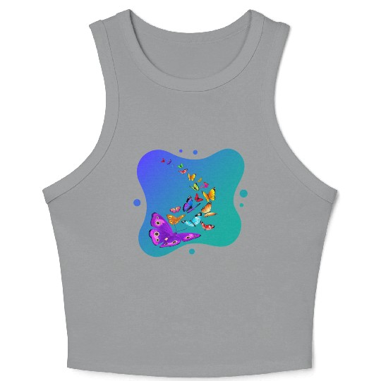 Colorful Butterflies Nature Cute Crop Tank Top