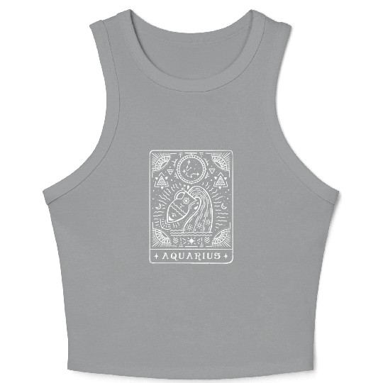 Aquarius Tarot Aquarius Zodiac Sign Month Crop Tank Top
