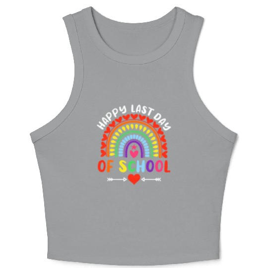 Rainbow Happy Last Day Of School Teacher Boys Crop Tank Top