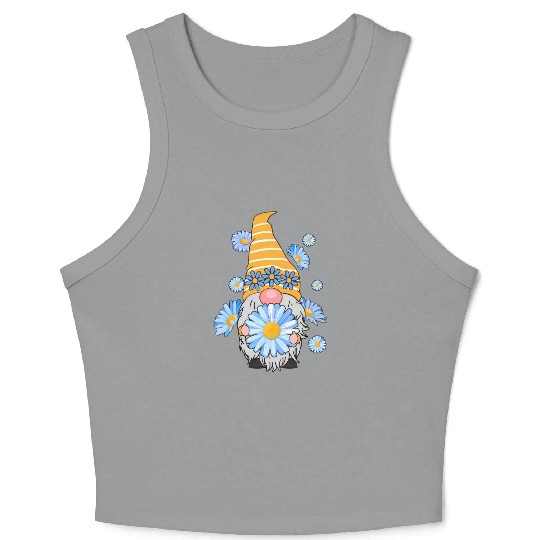 Z4R8 Daisy Gnomes Floral Gnomes Spring Crop Tank Top