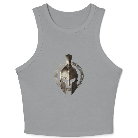 Spartan Helmet Warrior Gladiator Workout Sparta Gr Crop Tank Top