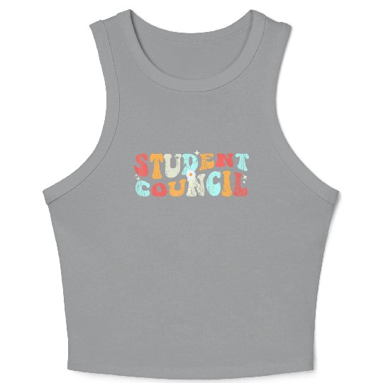 Vintage Student Council groovy retro back to schoo Crop Tank Top