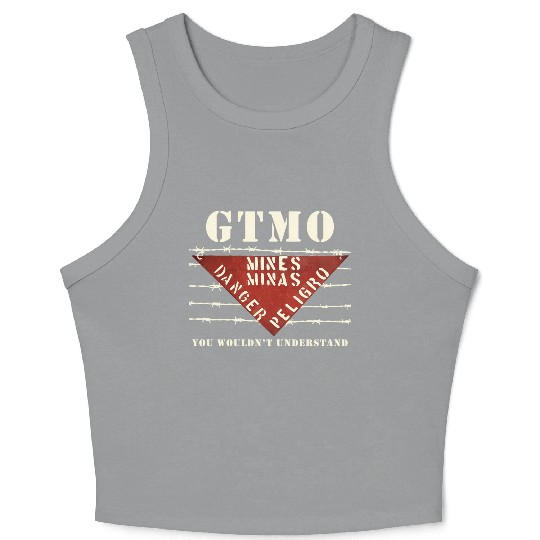 Gtmo Land Mine Barbed Wire Sign Guantanamo Bay Cub Crop Tank Top