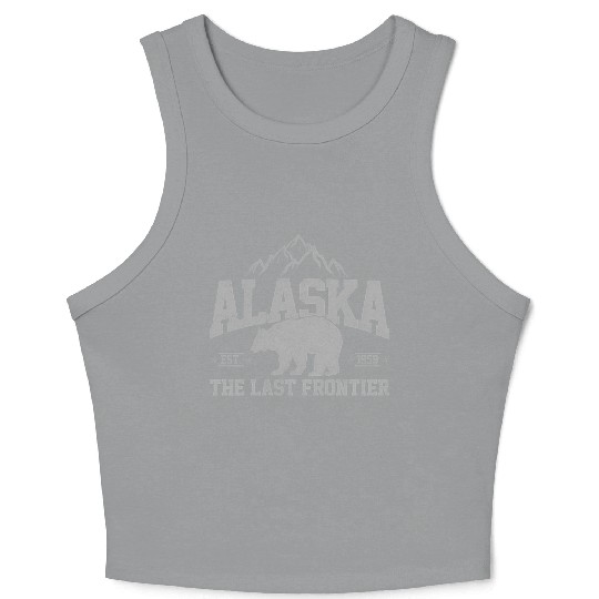 Alaska The Last Frontier Est 1959 Grizzly Bear Mou Crop Tank Top