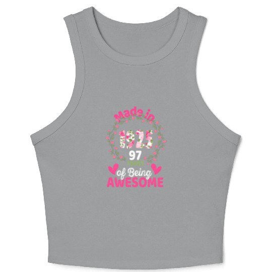97 97Th Born In 1925 Floral Crop Tank Top