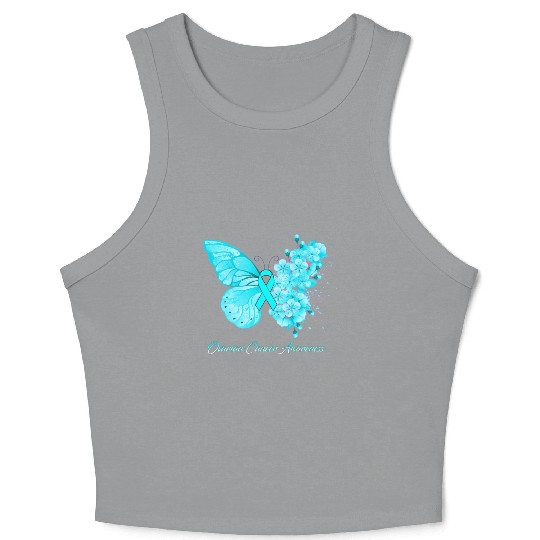 Ovarian Cancer Awareness Ribbon Teal Ovarian Cance Crop Tank Top