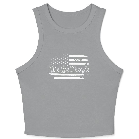 Old American Flag Patriotic 1776 We The People Usa Crop Tank Top