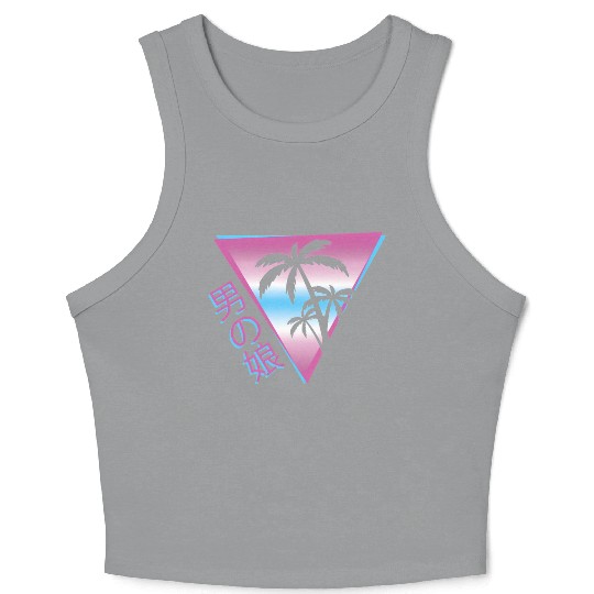 Femboy 80S 90S Palm Tree Japanese Vaporwave Aesthe Crop Tank Top