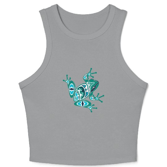 Native American Indian Style Frog Pacific Northwes Crop Tank Top