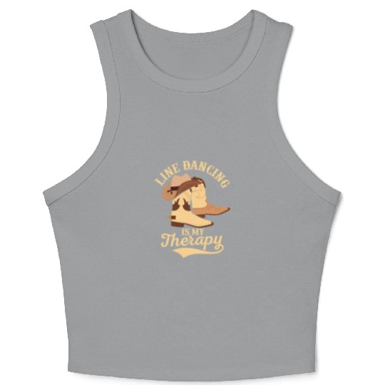Line Dancing Is My Therapy Western Country Music Crop Tank Top