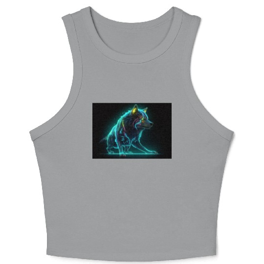 Neon Moon Wolf Crop Tank Top