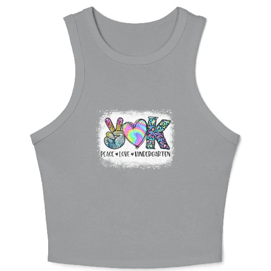 Peace Love Kindergarten Teacher Appreciation Retro Crop Tank Top