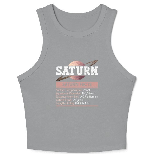 Saturn Planet Facts Space Lover Solar System Crop Tank Top