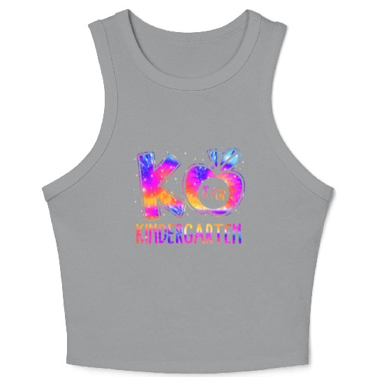 K Is For Kindergarten Teacher Tie Dye Back to Scho Crop Tank Top