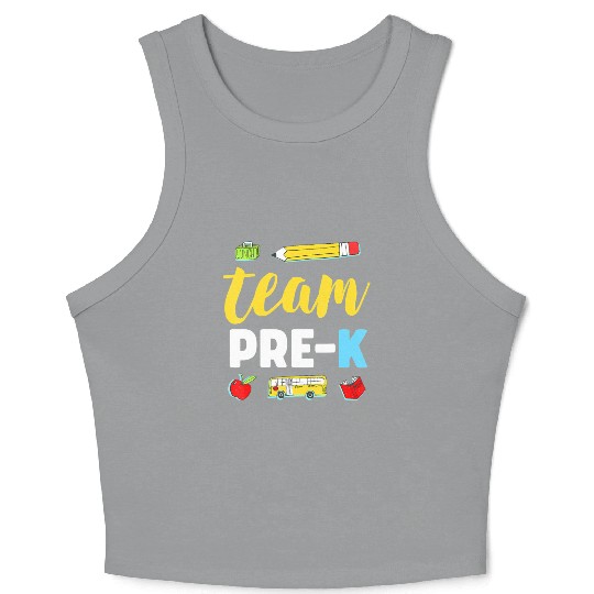 Team Pre-K Teacher First Day Preschool Back to Sch Crop Tank Top