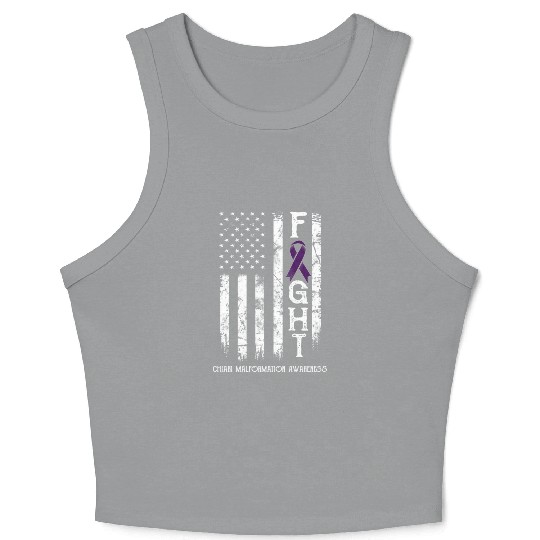 Chiari Malformation Warrior Us Flag Crop Tank Top