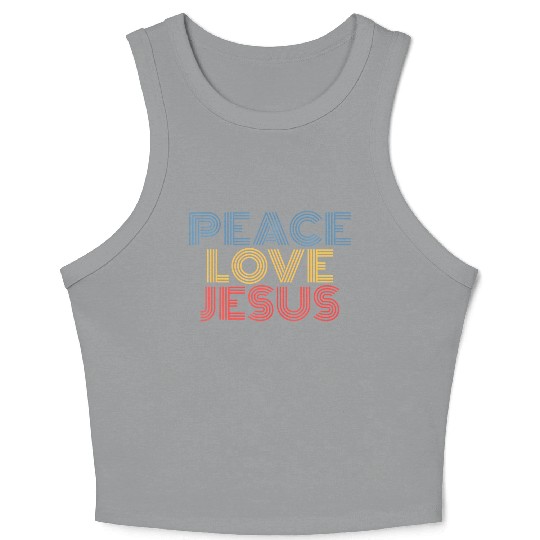 Peace Love Jesus Cool Christian Rock Music Festiva Crop Tank Top