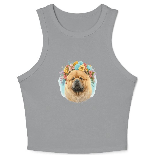 Cute Chow Chow Flower Crown Pet Dog Breed Floral P Crop Tank Top