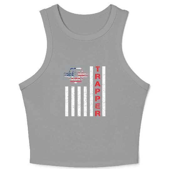 American Flag Trapping For Trappers And Hunters Crop Tank Top
