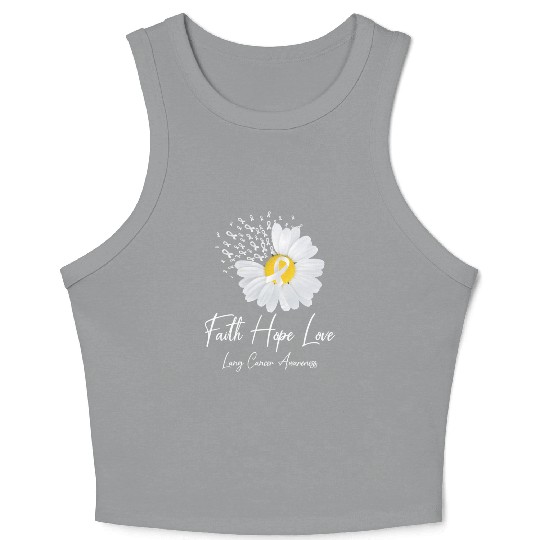 White Flower Ribbon Faith Hope Love Lung Cancer Aw Crop Tank Top