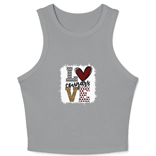 Cougars Mascot Love School Spirit Fantastic Crop Tank Top