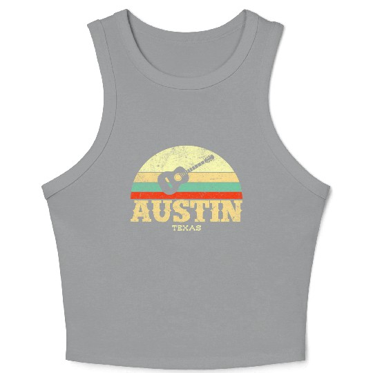Austin Texas Guitar Lone Star State Crop Tank Top