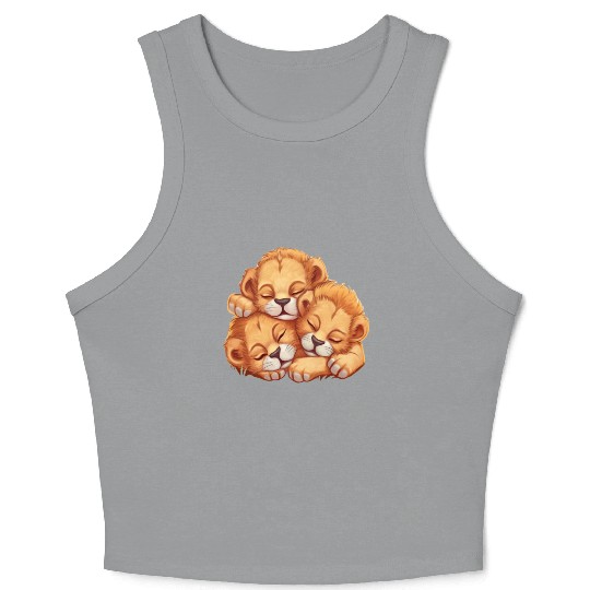 Sleeping lion cubs Crop Tank Top