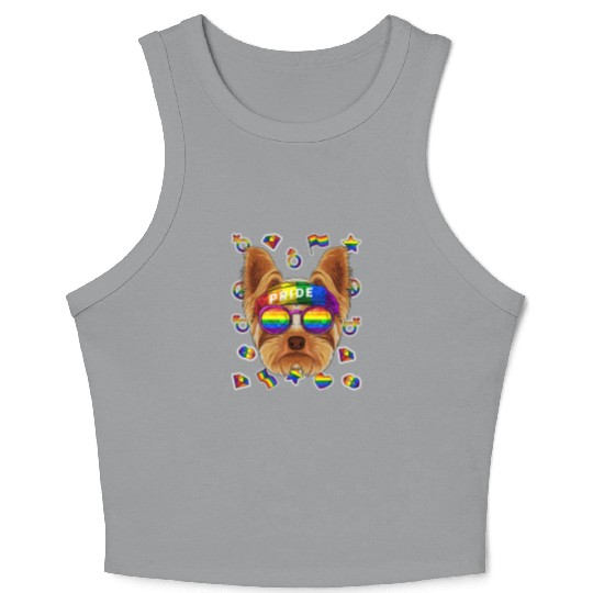 Lgbt Yorkshire Terrier Gay Pride Month Dog Rainbow Crop Tank Top