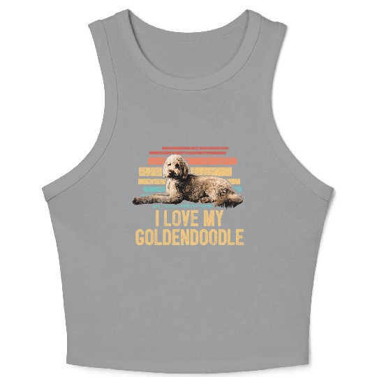 I Love My Goldendoodle Retro Dog Dad Doodle Mama Crop Tank Top
