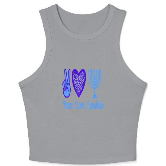 Peace Love Hanukkah 2021 Jewish Menorah Hanukkah C Crop Tank Top