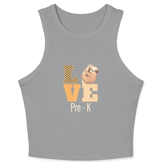 Love Pre-K Sloth Pre-K Teacher Back To School Crop Tank Top