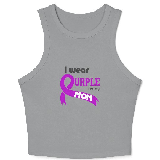 03826 I Wear Purple For My Mom Support Pancreatic Crop Tank Top