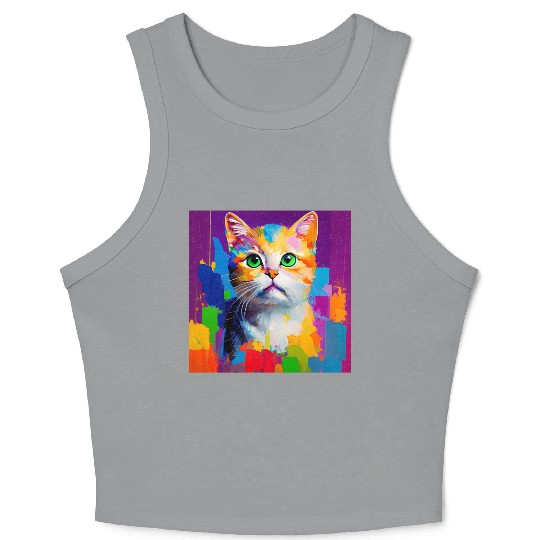 Oil Painting Style Cat Portrait Design for Cat Crop Tank Top