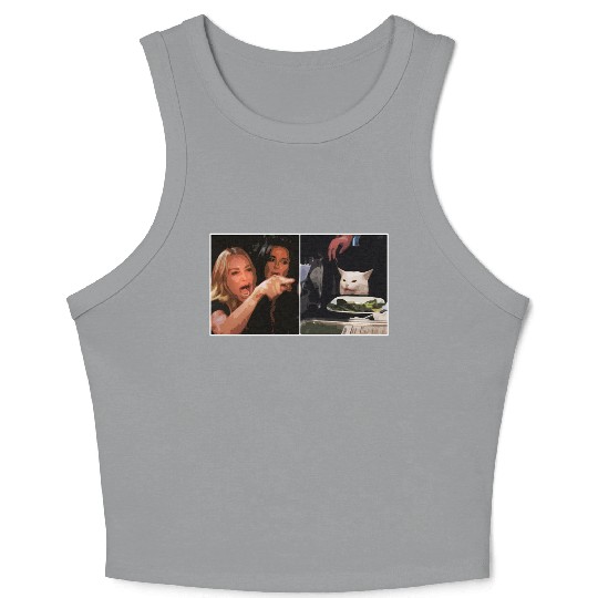 Yelling At A Cat Meme Crop Tank Top