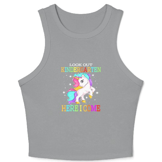 Look Out kindergarten Here I Come Unicorn back to Crop Tank Top