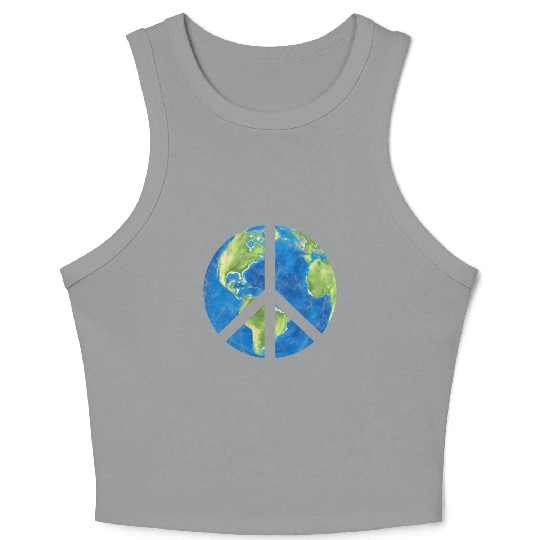 Peace On Earth World Peace Sign Crop Tank Top