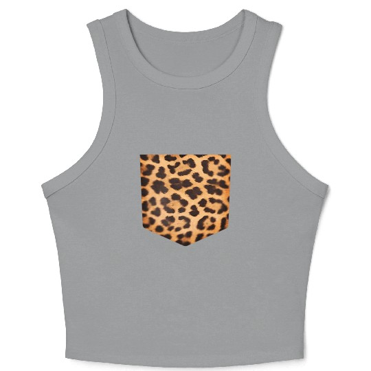 Leopard Print Pocket Falls For Crop Tank Top