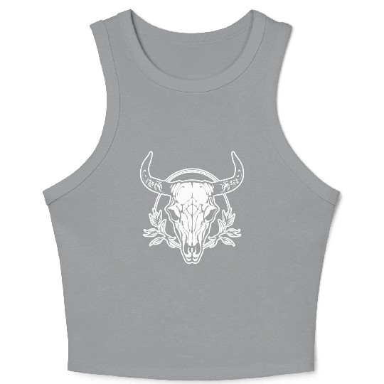Cow Skull Boho Crop Tank Top