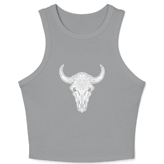 Cow Skull Boho Crop Tank Top
