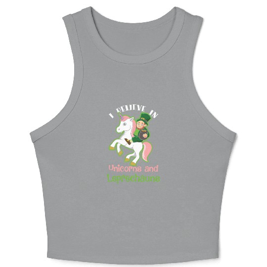 St Patrick'S Day I Believe In Uorns Leprechauns Crop Tank Top