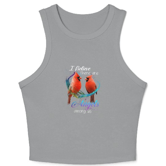 Cardinal Bird I Believe There Are Angels Among Us Crop Tank Top