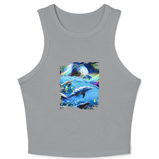 Galaxy Dolphin Dolphins In Space Crop Tank Top