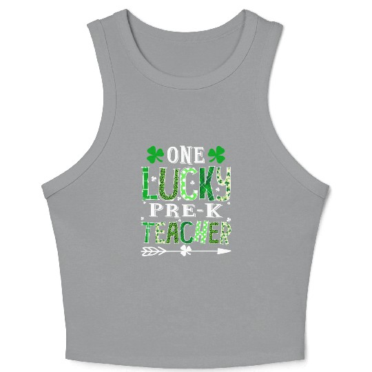 St Patrick'S Day One Lucky Pre-K Teacher Shamrock Crop Tank Top
