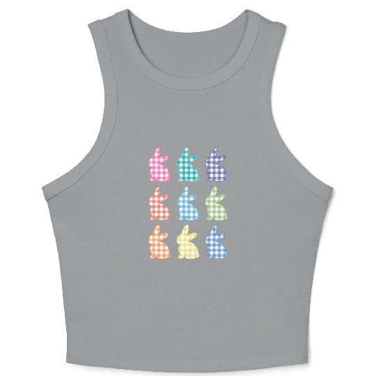 Easters For Plaid Easter Bunny Gingham Crop Tank Top