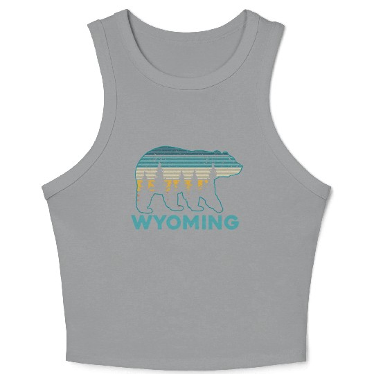 Wyoming Grizzly Bear Nature Hiking Crop Tank Top