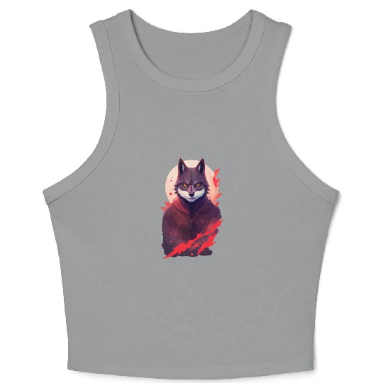 Ninja Style: The Cute Wolf Face with a Twist of Me Crop Tank Top