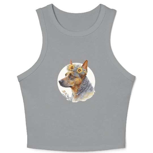 Cute Australian Cattle Sunflower Dog Breed Pet Pup Crop Tank Top