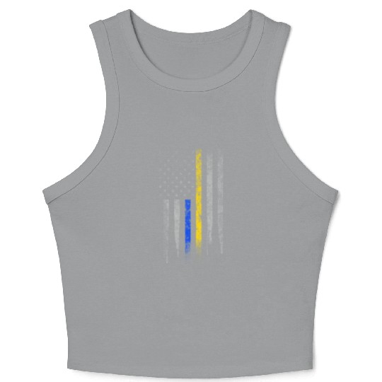 Gold Blue Line 911 Police Dispatcher First Crop Tank Top