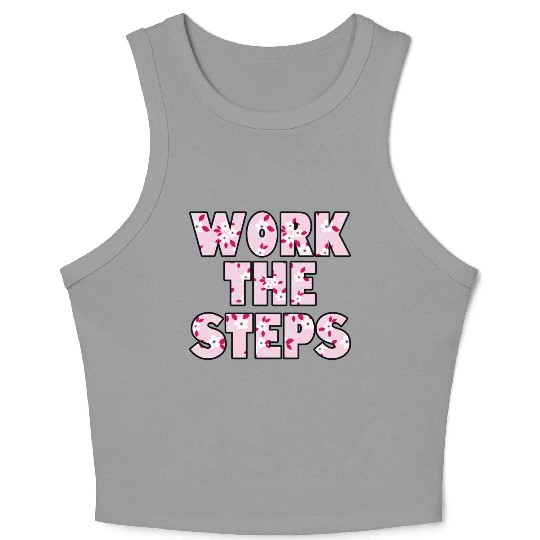 Work the Steps pink floral Crop Tank Top